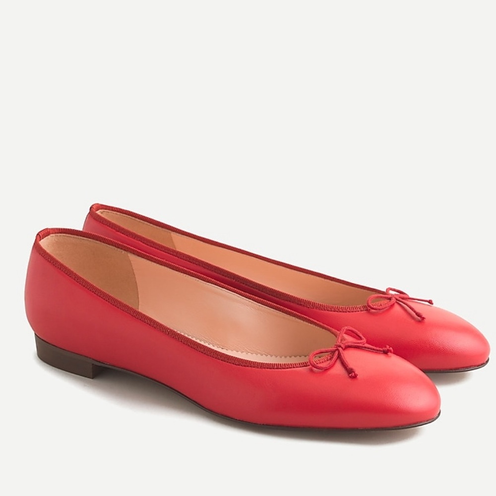 J.Crew Kiki Ballet Flats, Red, Leather, size 8 1/2, BRAND NEW NEVER WORN